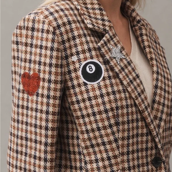 NWT AVEC LES FILLES ANTHROPOLOGIE PLAID PATCHWORK BLAZER XS - Picture 5 of 12